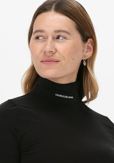 Zwarte CALVIN KLEIN Top MICRO BRANDING LS ROLL NECK - large