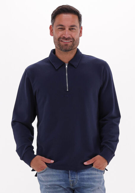 Donkerblauwe EDWIN Polo ZIPPED POLO HEAVY FELPA - large