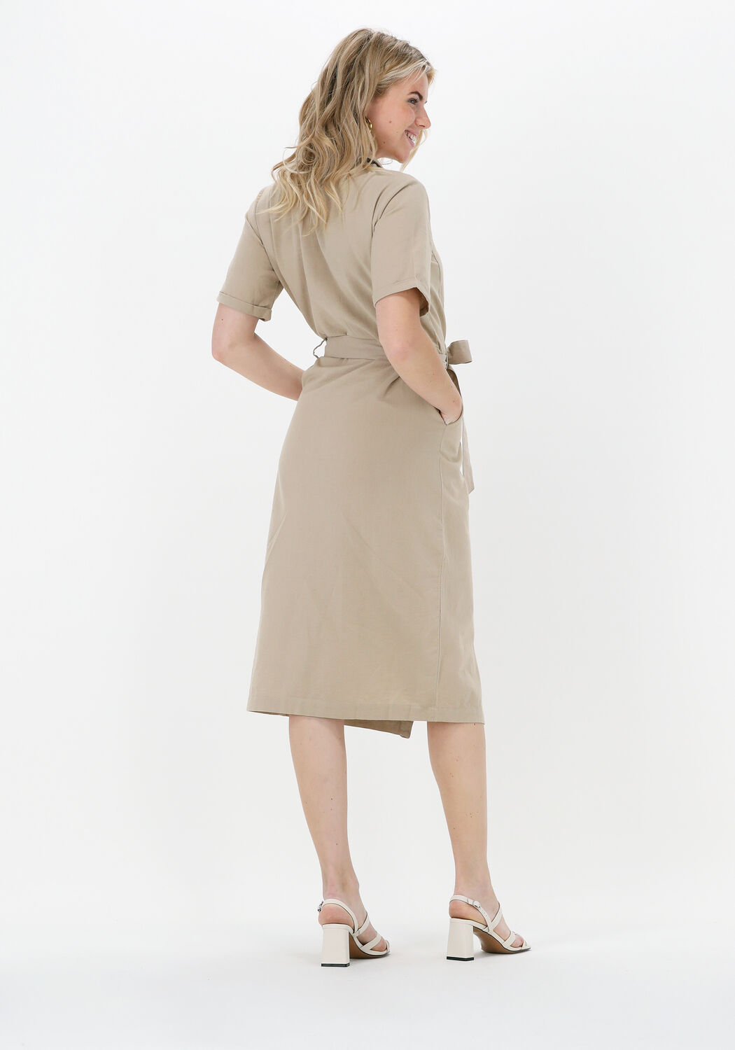 zand cc heart midi jurk linen safari dress