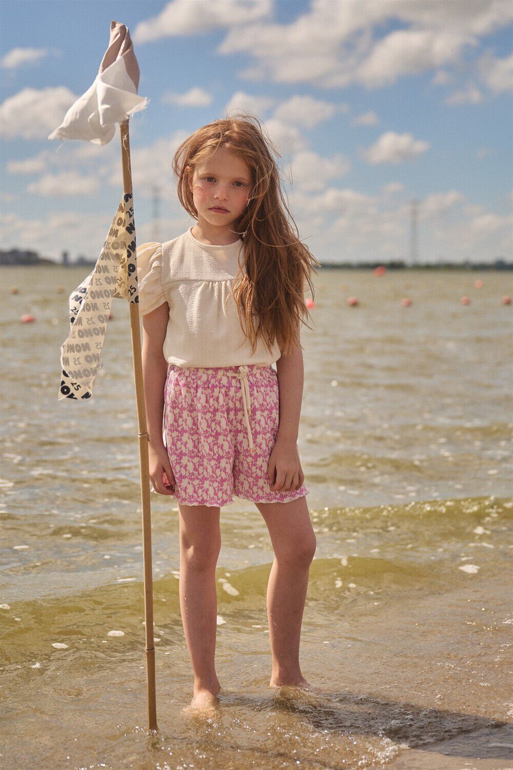 NONO Meisjes Broeken Sunny Flower Short Roze