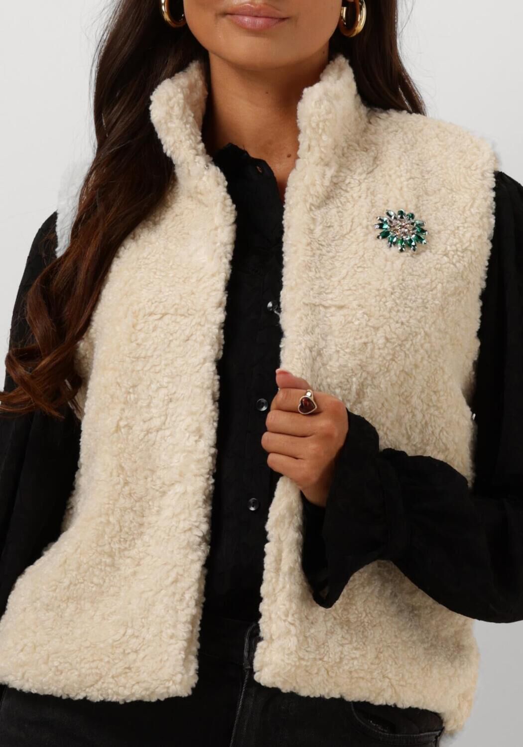 POM AMSTERDAM Dames Blazers Gilet Teddy Love Ecru