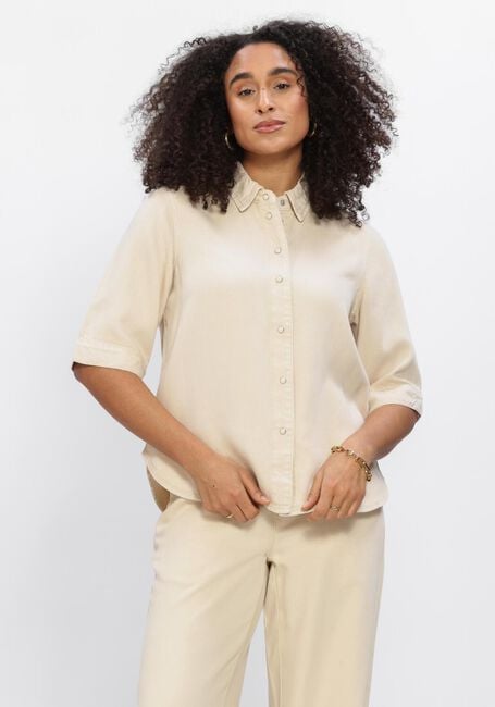 Beige OBJECT Blouses OBJFRAME 2/4 RE DENIM TOP - large