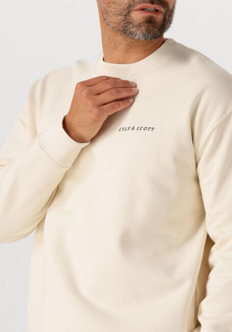 Beige LYLE & SCOTT Sweater SCRIPT BRUSH BACK CREW NECK SWEATSHIRT - large