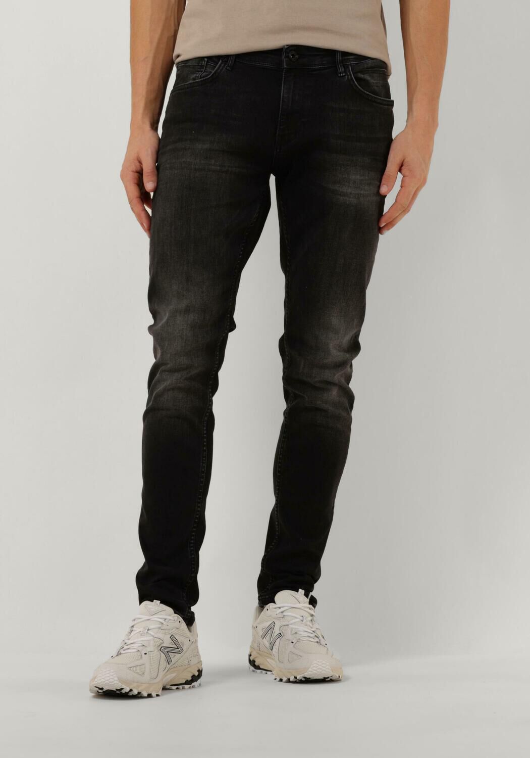 PURE PATH Heren Jeans The Jone Skinny Fit Jeans Donkergrijs