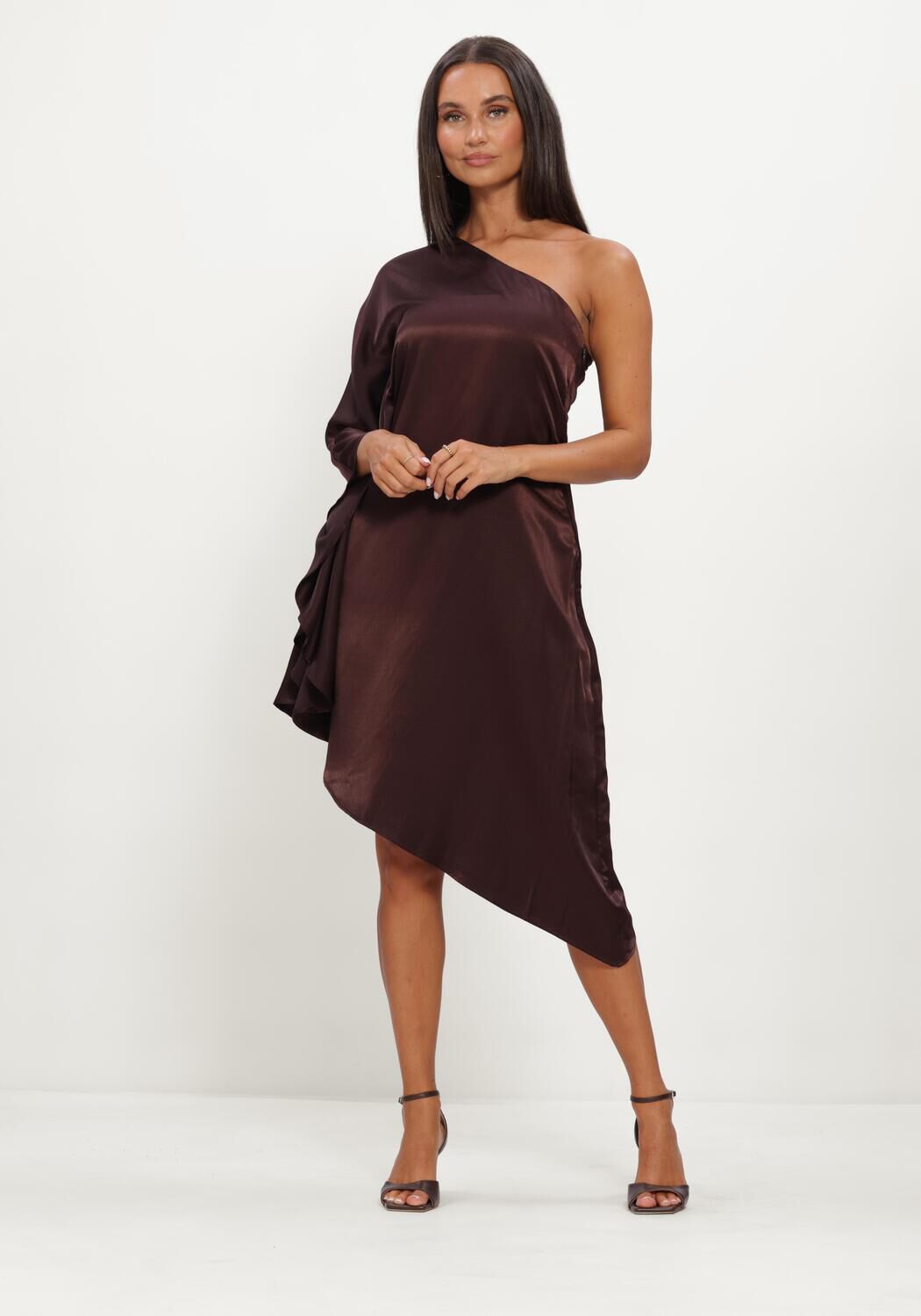 Bruine MY ESSENTIAL WARDROBE Midi jurk MWESTELLE ASYMMETRIC DRESS - large