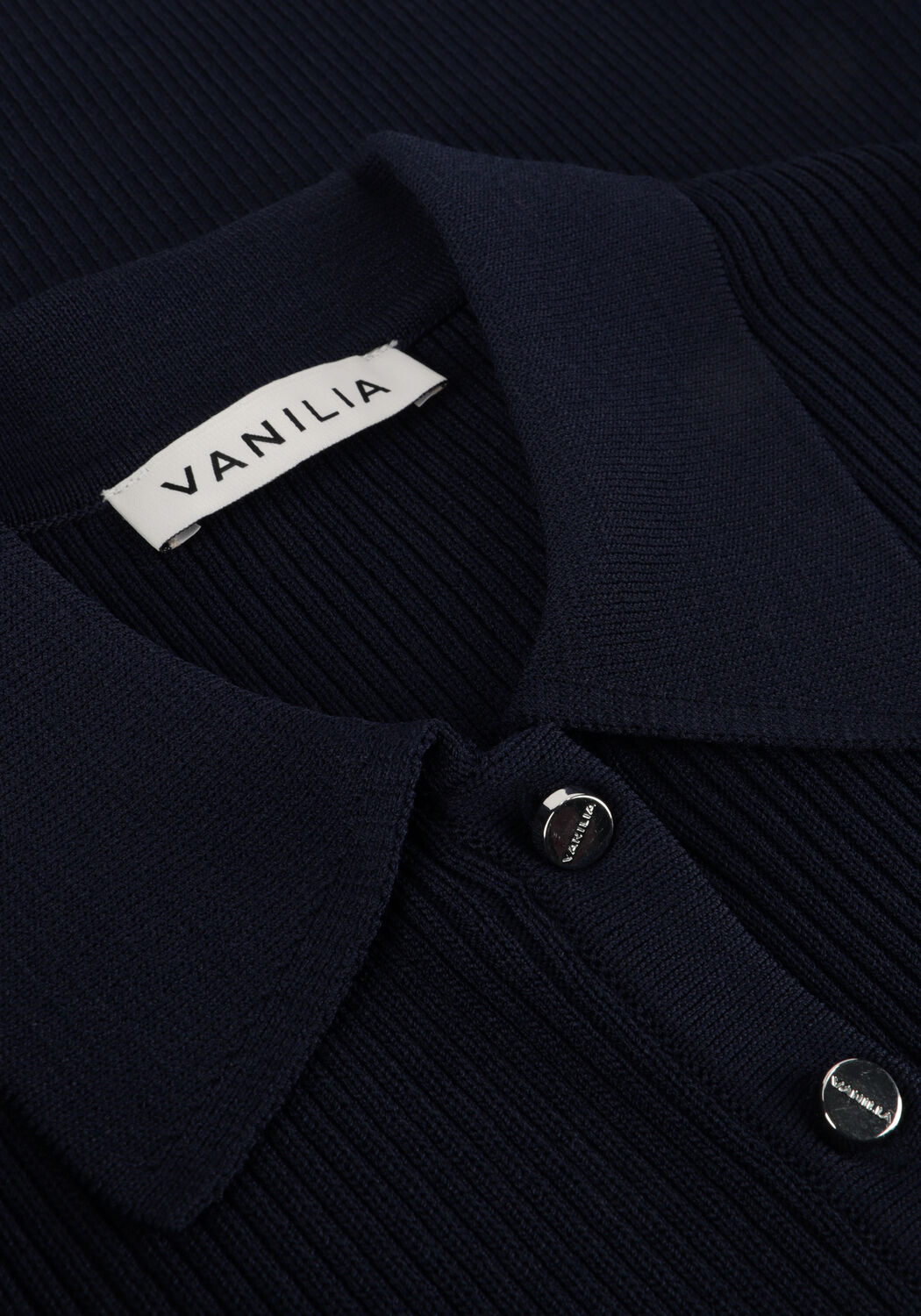 Donkerblauwe VANILIA Trui FITTED POLO LONGSLEEVE - large