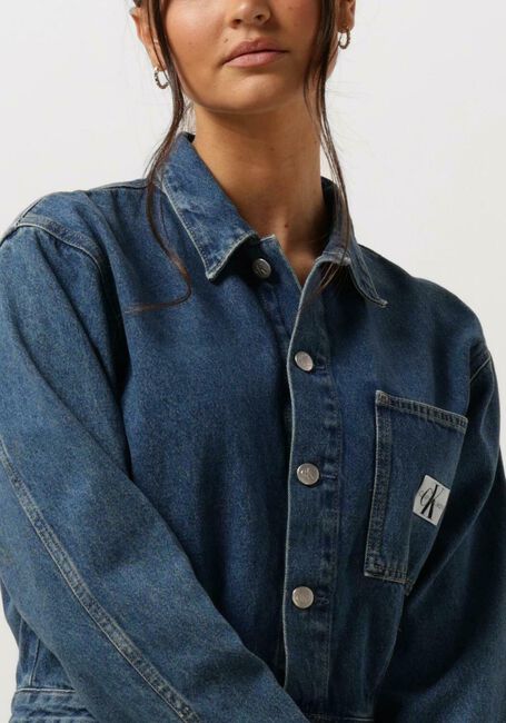 Blauwe CALVIN KLEIN Mini jurk DARTED DENIM SHIRT DRESS - large