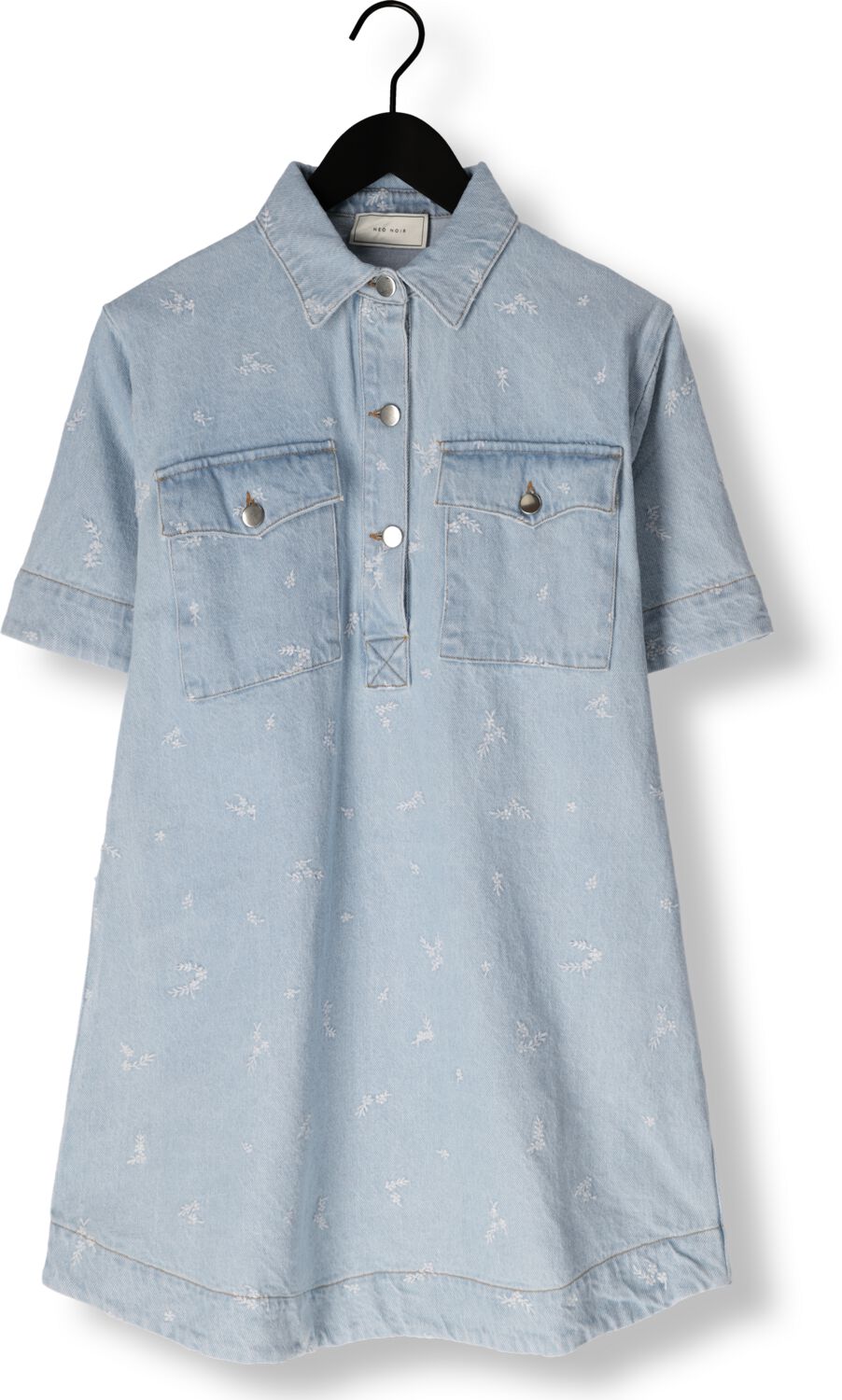 NEO NOIR Dames Jurken Saras Denim Emb Dress Lichtblauw