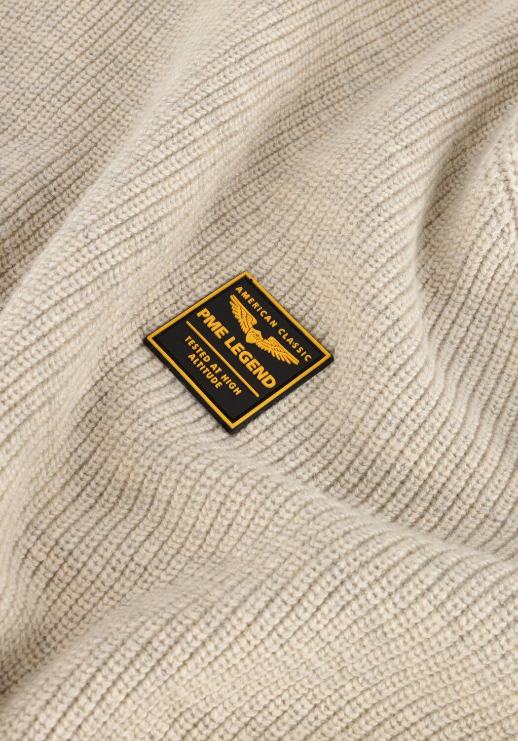Beige PME LEGEND Trui R-NECK COTTON RIB MELEE KNIT - large
