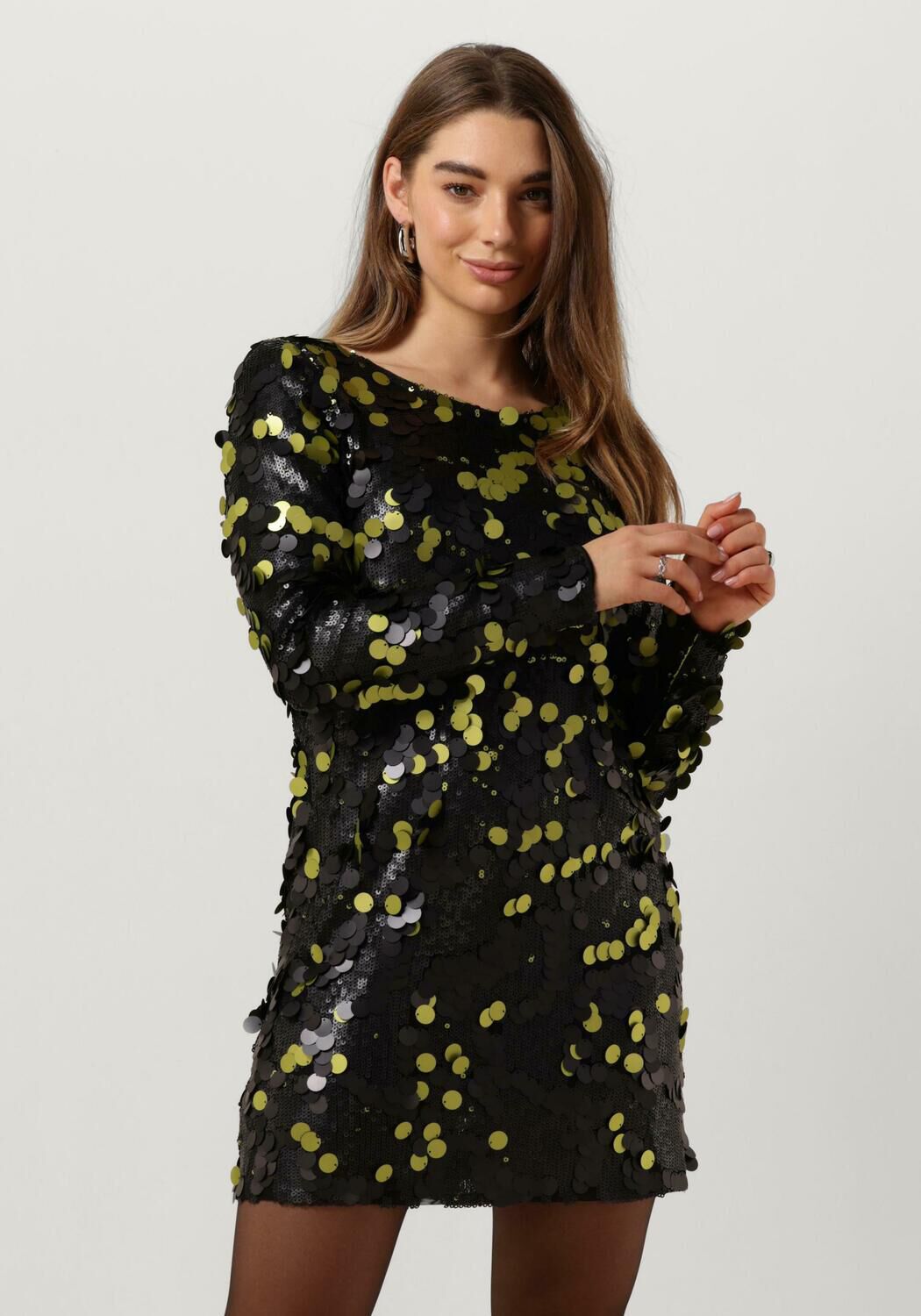 COLOURFUL REBEL Dames Jurken Tini Sequins Straight Dress Zwart
