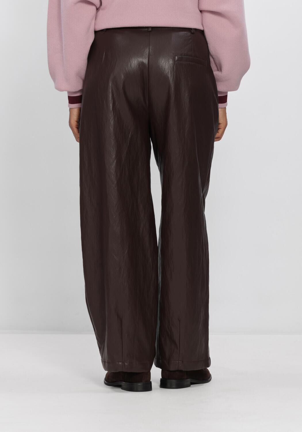 Bruine SUMMUM Wijde broek BALLOON TROUSER SOFT FAUX LEATHE - large