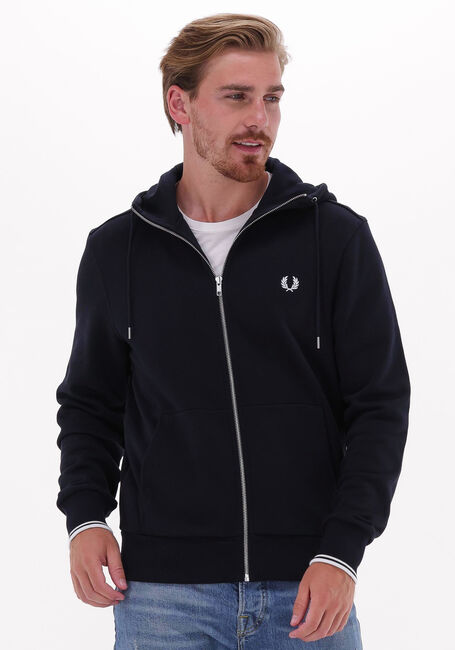 Donkerblauwe FRED PERRY Vest HOODED ZIP THROUGH SWEATSHIRT - large