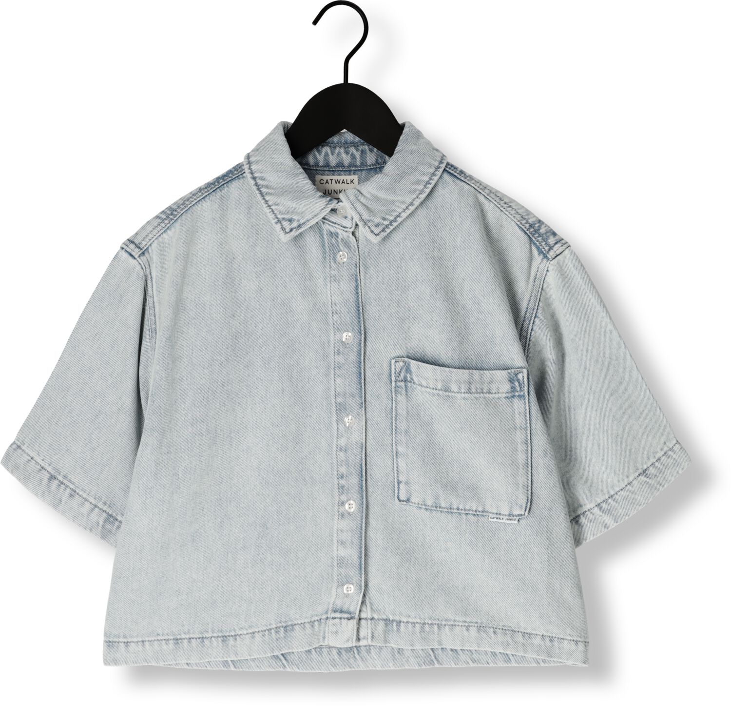 CATWALK JUNKIE Dames Blouses Short Sleeve Denim Blouse Blauw