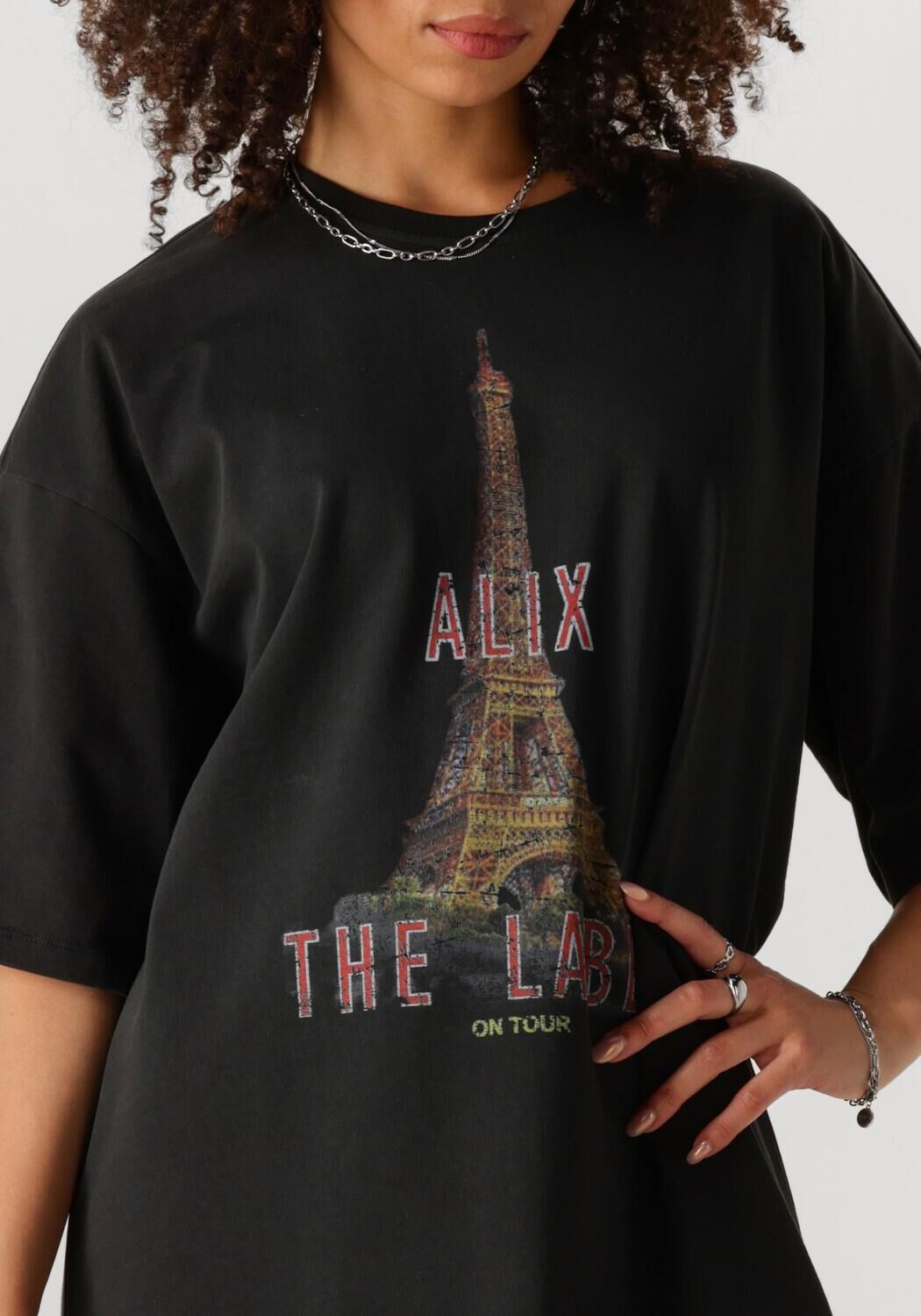 ALIX THE LABEL Dames Jurken Ladies Knitted Paris T-shirt Dress Grijs