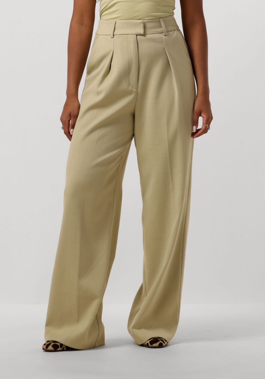 JOSH V high waist wide leg pantalon Lia lichtgroen