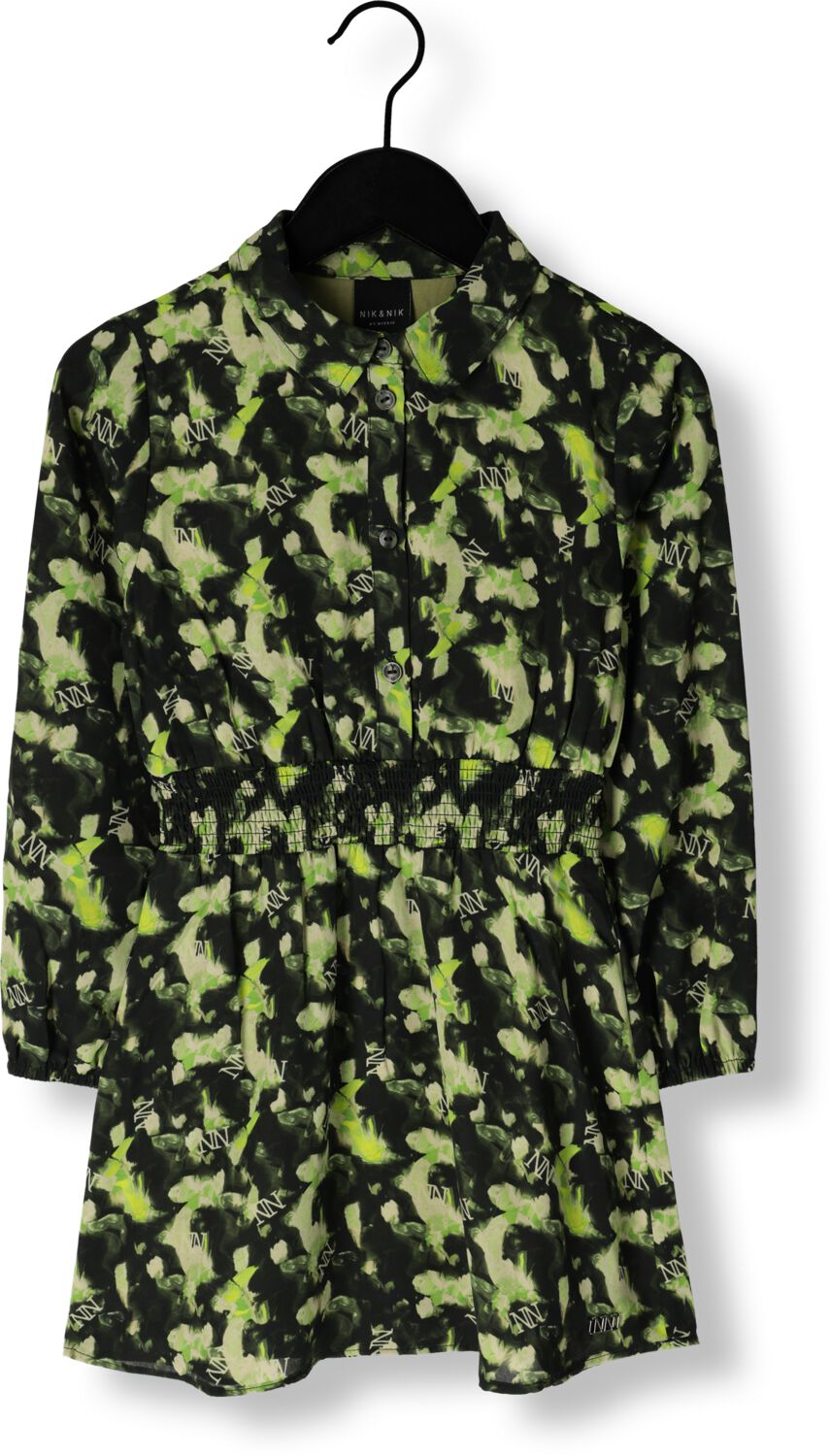 NIK&NIK gebloemde blousejurk Vonne licht groen olijfgroen Meisjes Polyester Klassieke kraag 128