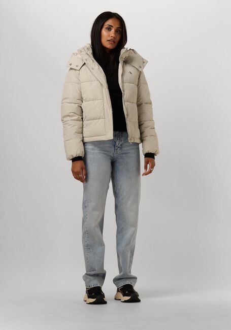 Beige CALVIN KLEIN Gewatteerde jas MATTE MONOLOGO ND SHORT PUFFER - large