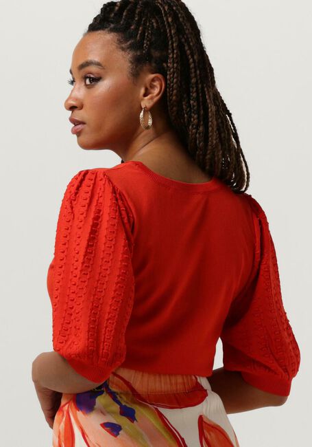 Oranje JANSEN AMSTERDAM Top K136 KNITTED TOP 3/4 PUFFED SLEEVE - large