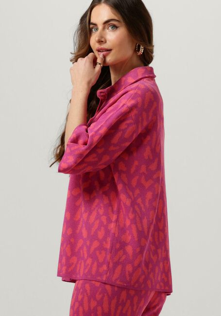 Roze ALIX THE LABEL Top LADIES KNITTED JACQUARD SHORT SLEEVES BLOUSE - large