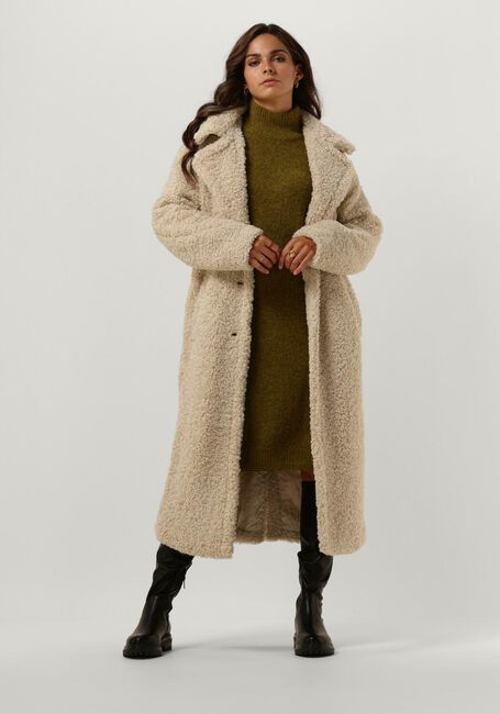 Beige NOTRE-V Teddy jas TEDDY COAT LONG - large