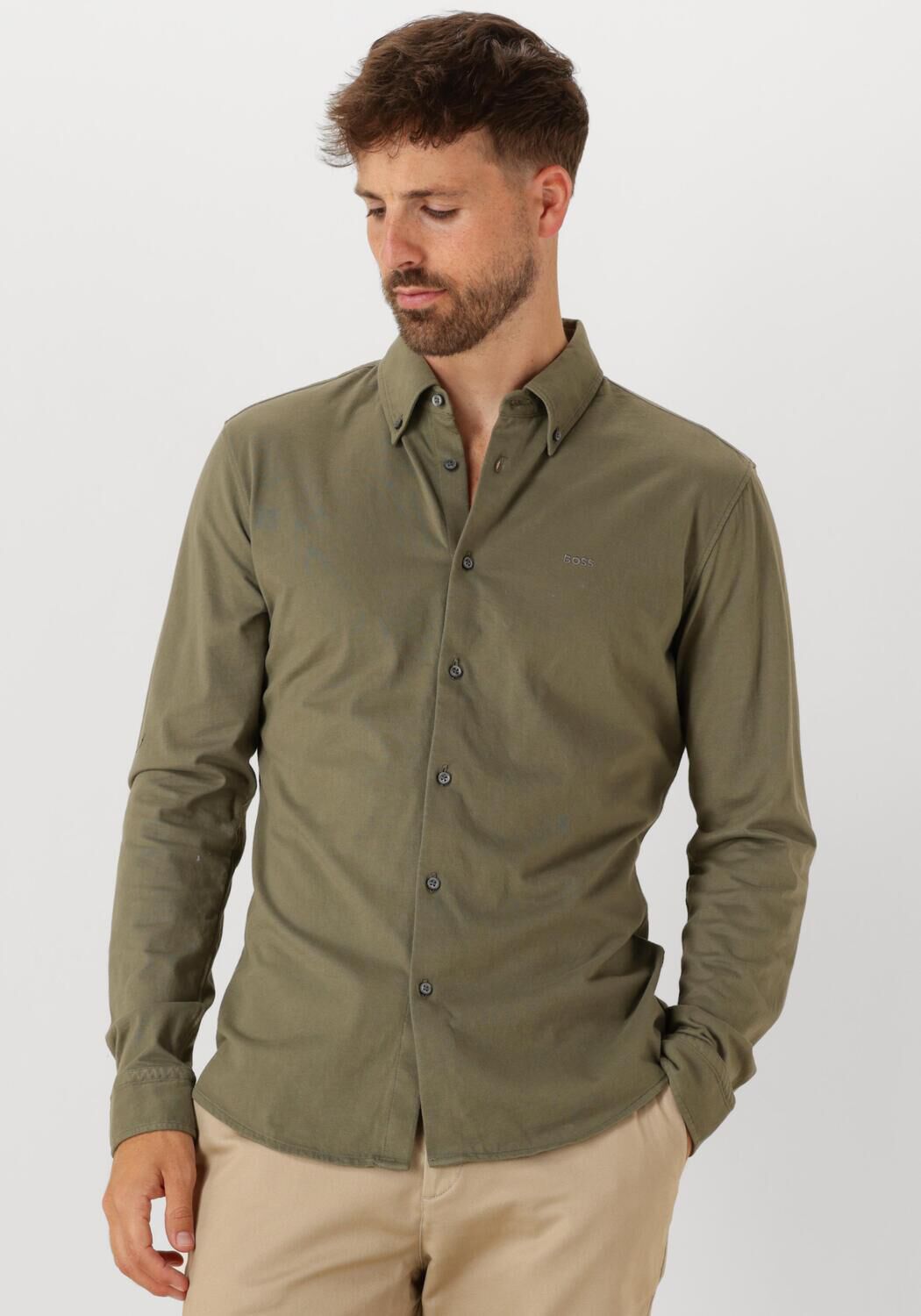 BOSS ORANGE Heren Overhemden Myjersey_m 10260293 01 Olijf