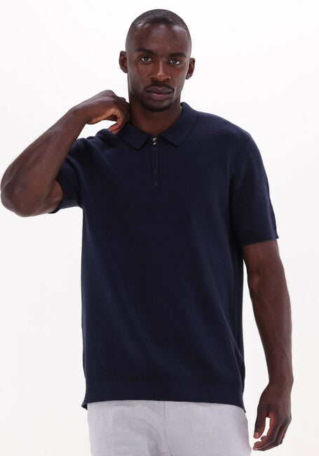 Donkerblauwe SELECTED HOMME Polo SLHFLORENCE SS KNIT ZIP POLO B - large