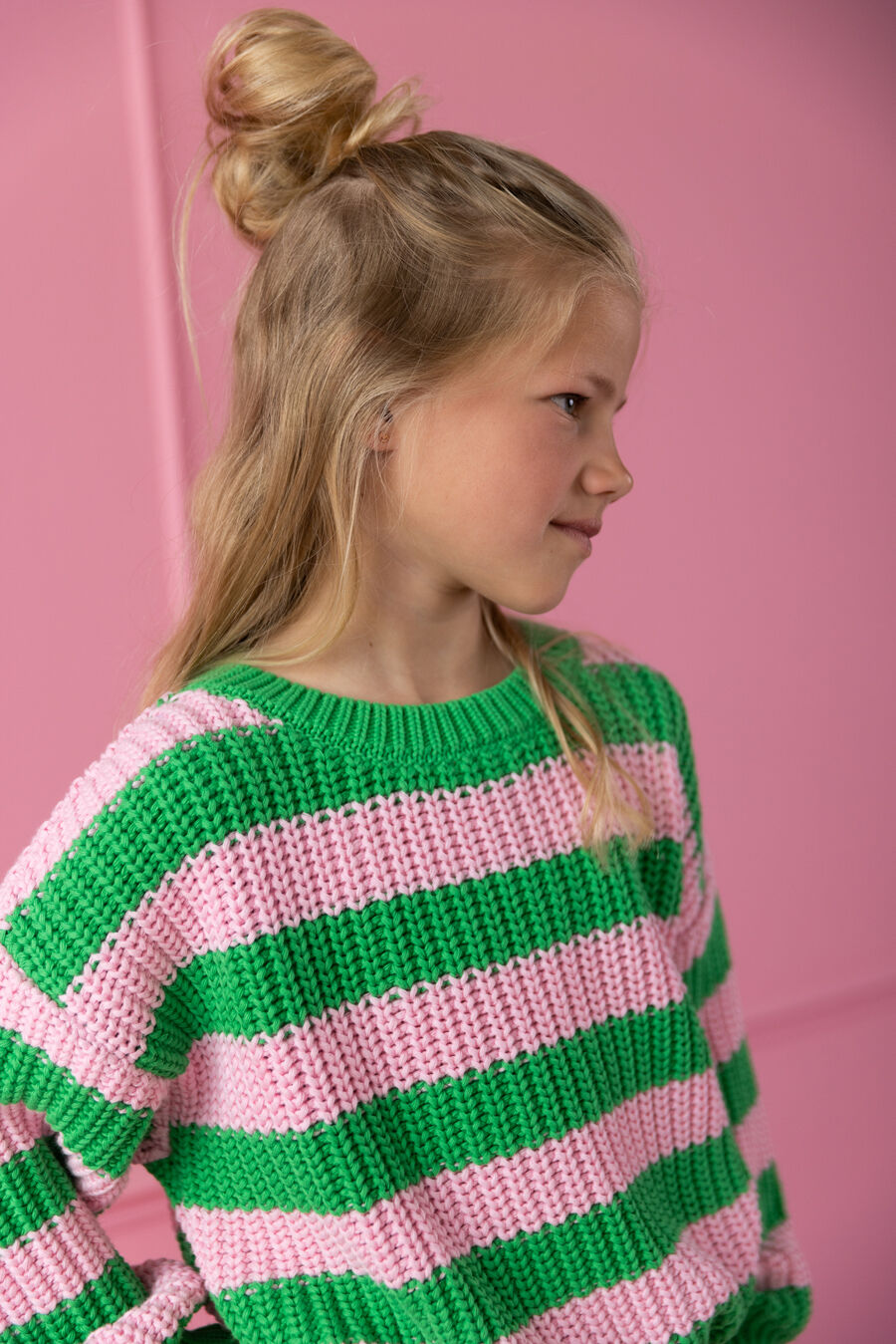 Groene YUKI KIDSWEAR Trui CHUNKY KNITTED SWEATER - large