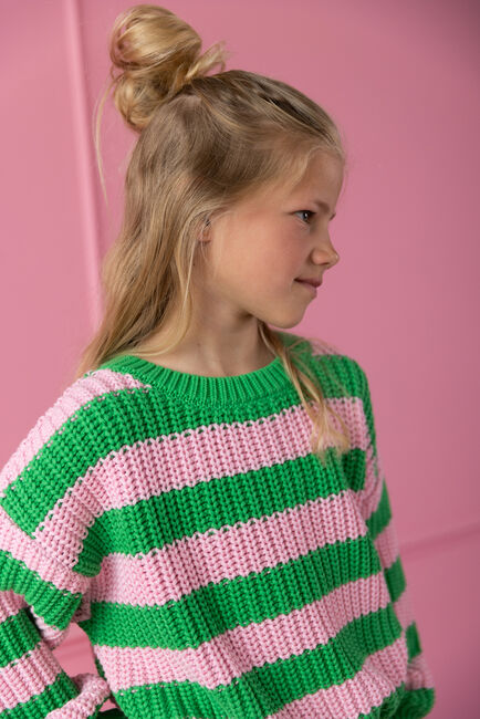 Groene YUKI KIDSWEAR Trui CHUNKY KNITTED SWEATER - large