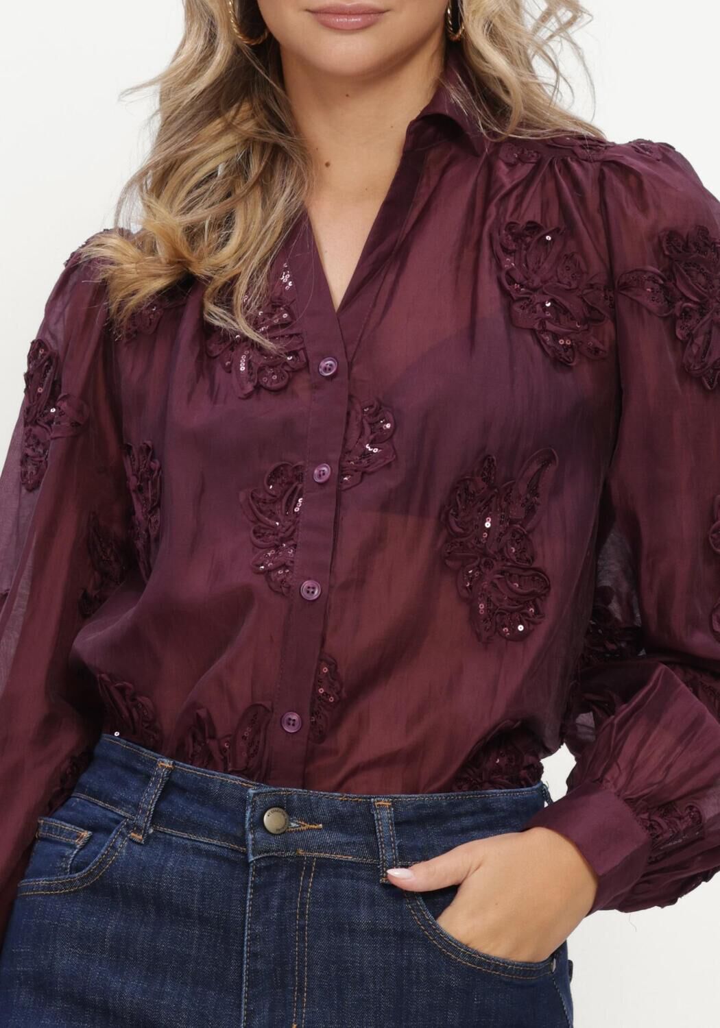 Bordeaux NUKUS Blouses ANTONELLA BLOUSE PAILLET FLOWER: - large