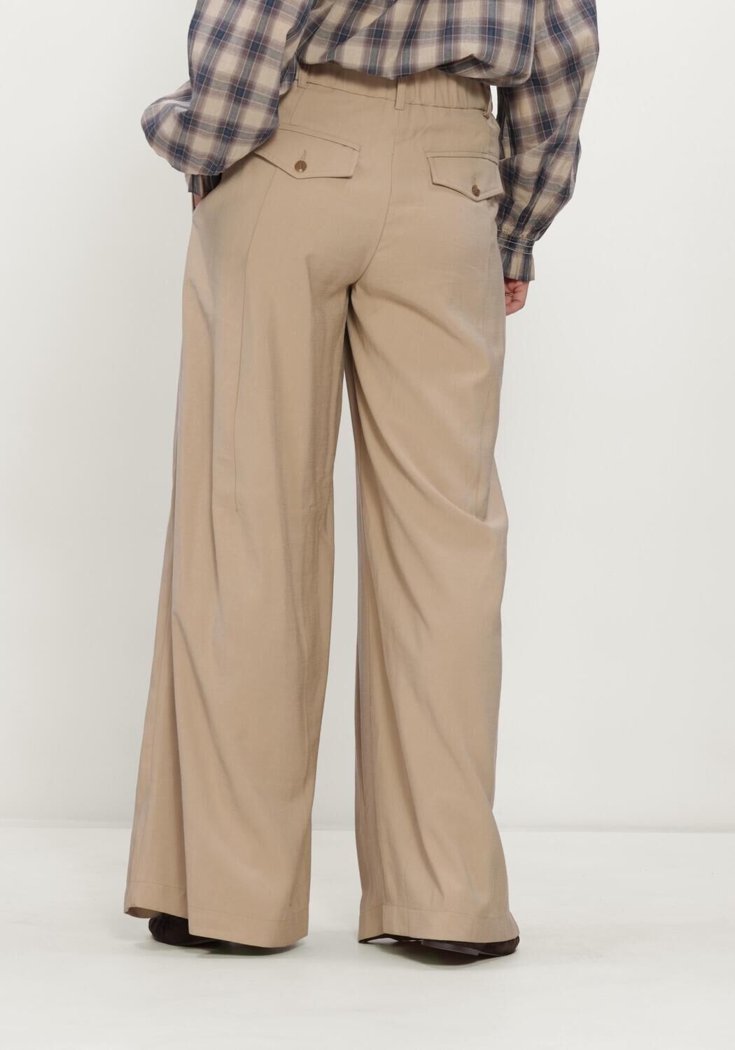 Beige SUMMUM Wijde broek TROUSERS VISCOSE TWILL - large