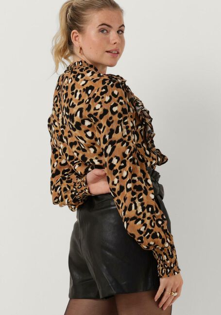 Bruine COLOURFUL REBEL Blouses BINA LEOPARD BOHO RUFFLE BLOUSE - large
