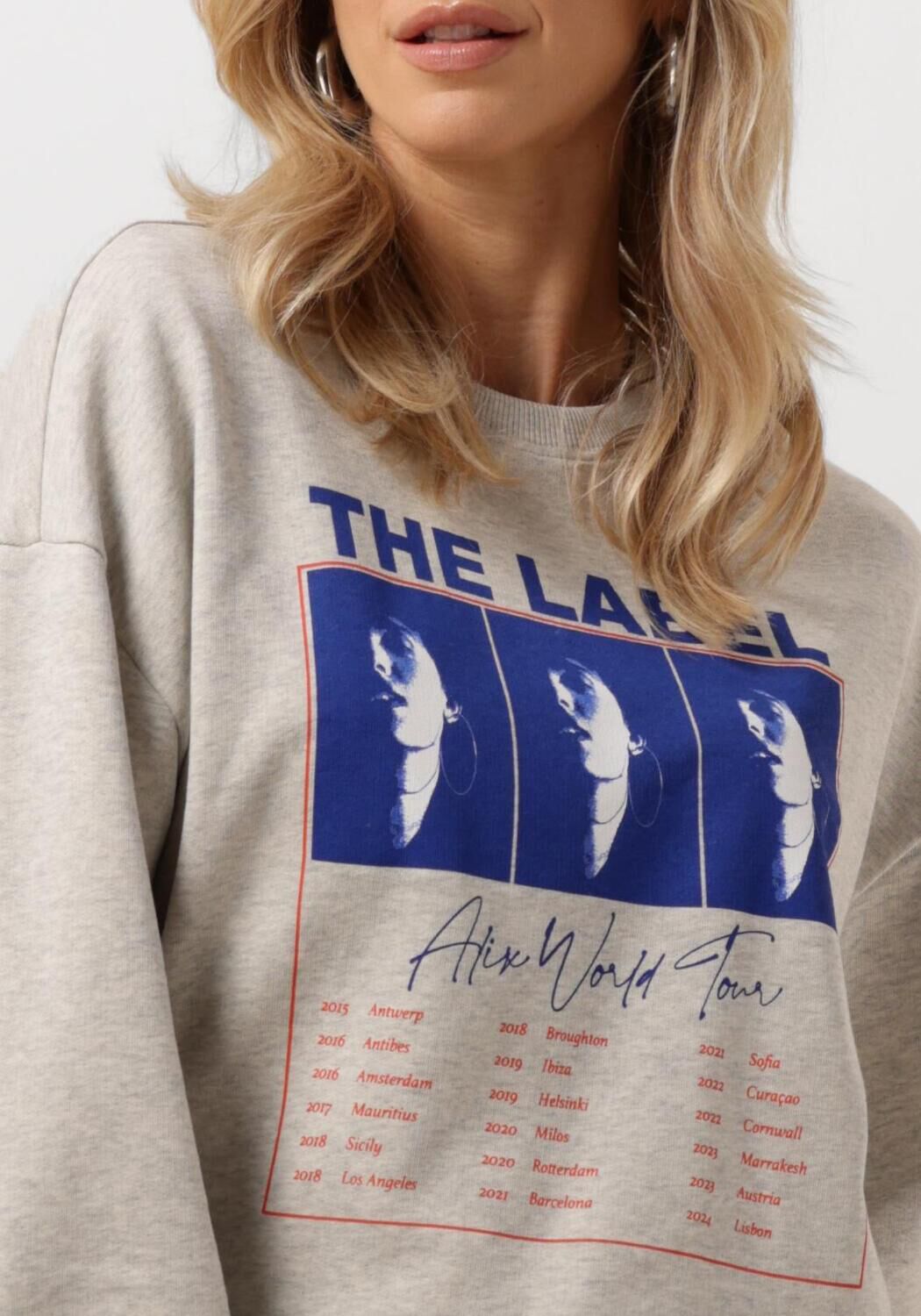 ALIX THE LABEL Dames Truien & Vesten Ladies Knitted Cropped World Tour Sweater Grijs