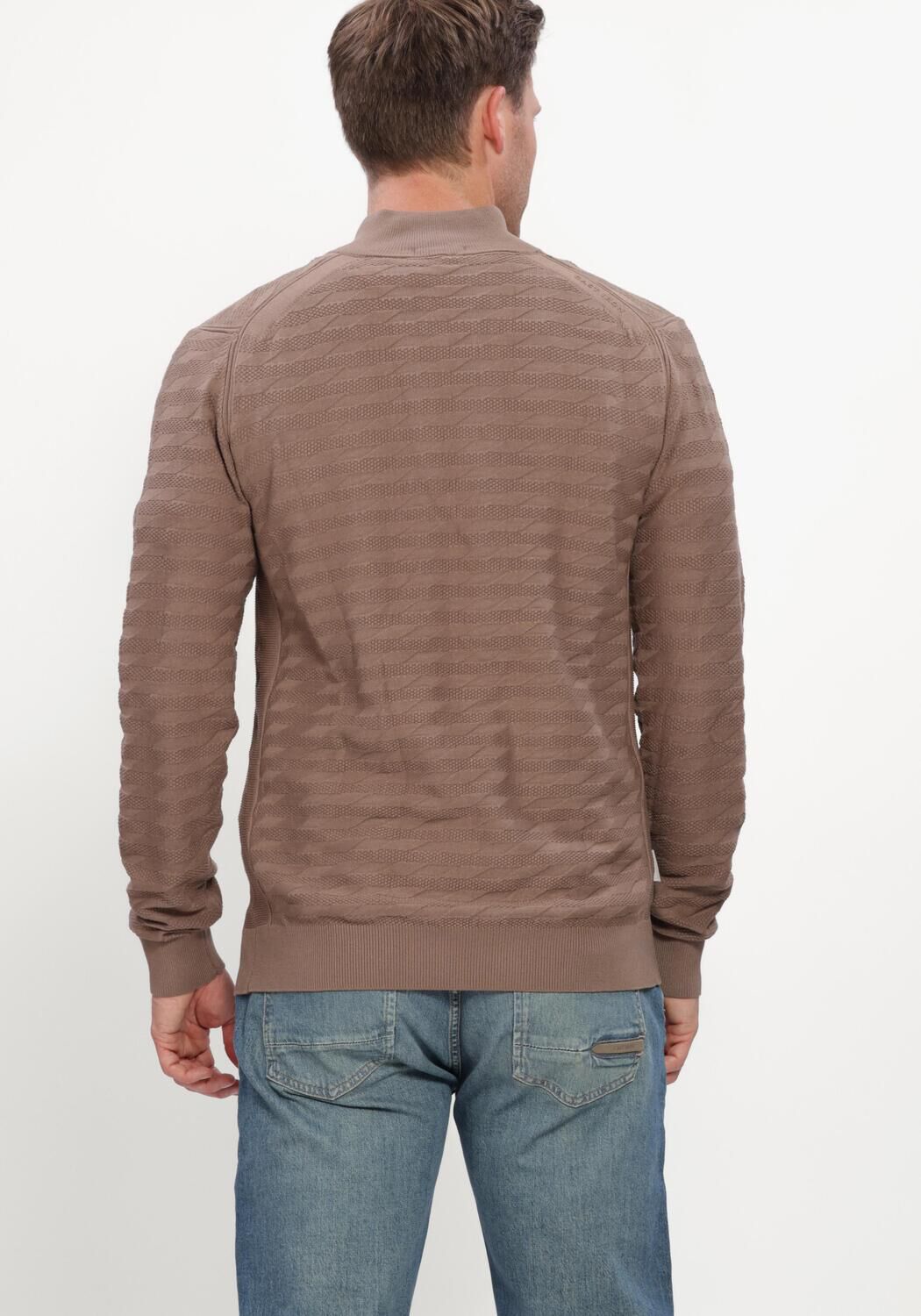 Camel CAST IRON Trui HALF ZIP COLLAR SLIM FIT COMFORT BLEND - large