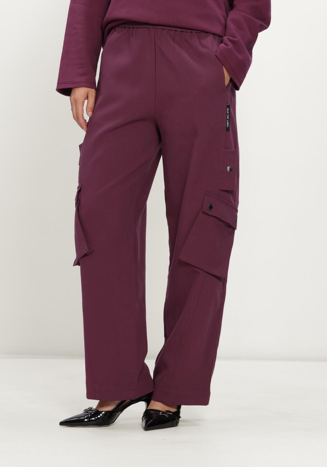 Bordeaux ALIX THE LABEL Cargobroeken LADIES WOVEN CARGO PANTS - large