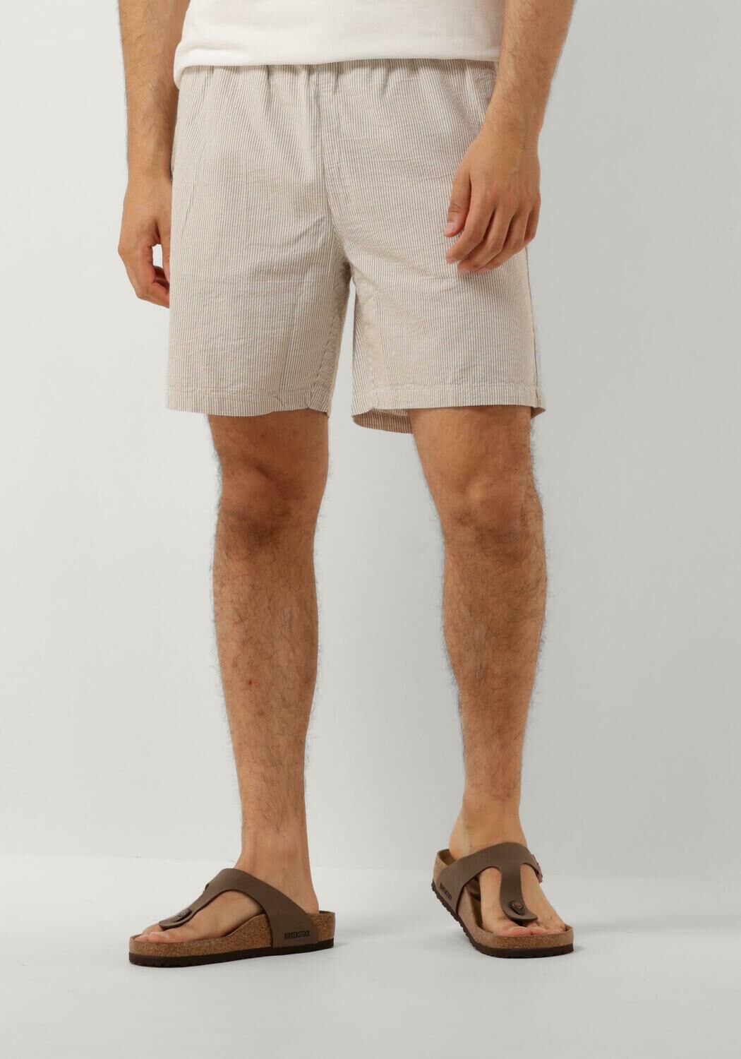 PURE PATH Heren Broeken Seersucker Short With Cords And Front Pockets Taupe