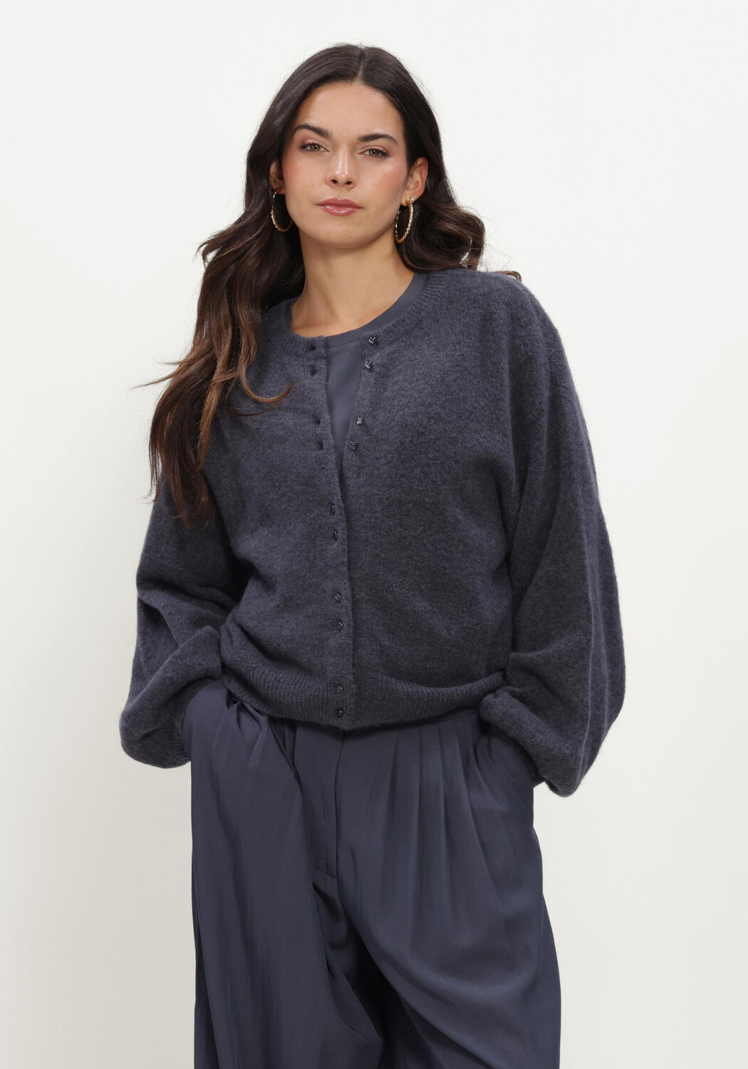 Donkergrijze MSCH COPENHAGEN Vest MSCHBONDIE HOPE CARDIGAN - large