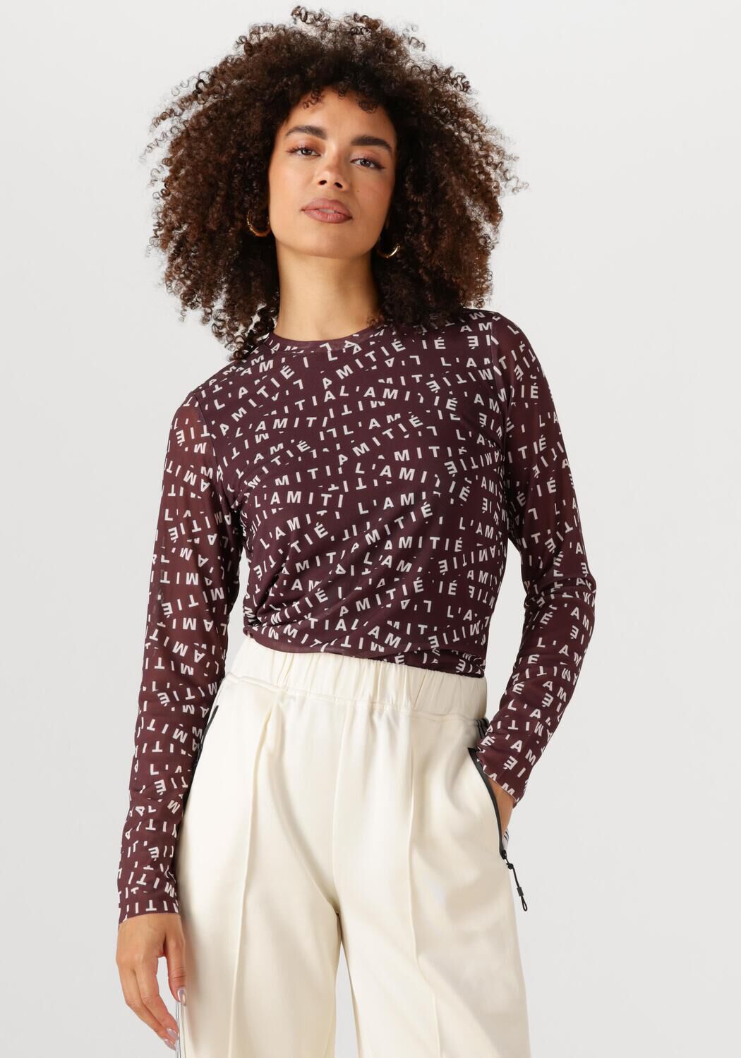 HAUTE L'AMITIÉ Dames Tops & T-shirts L'amitie Mesh Ls O-neck Bordeaux