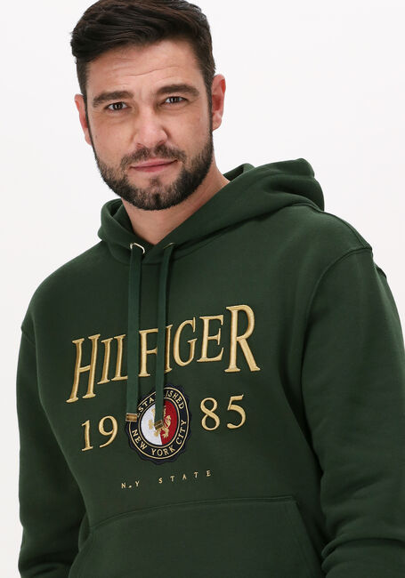 Donkergroene TOMMY HILFIGER Sweater ICON CREST HOODIE - large