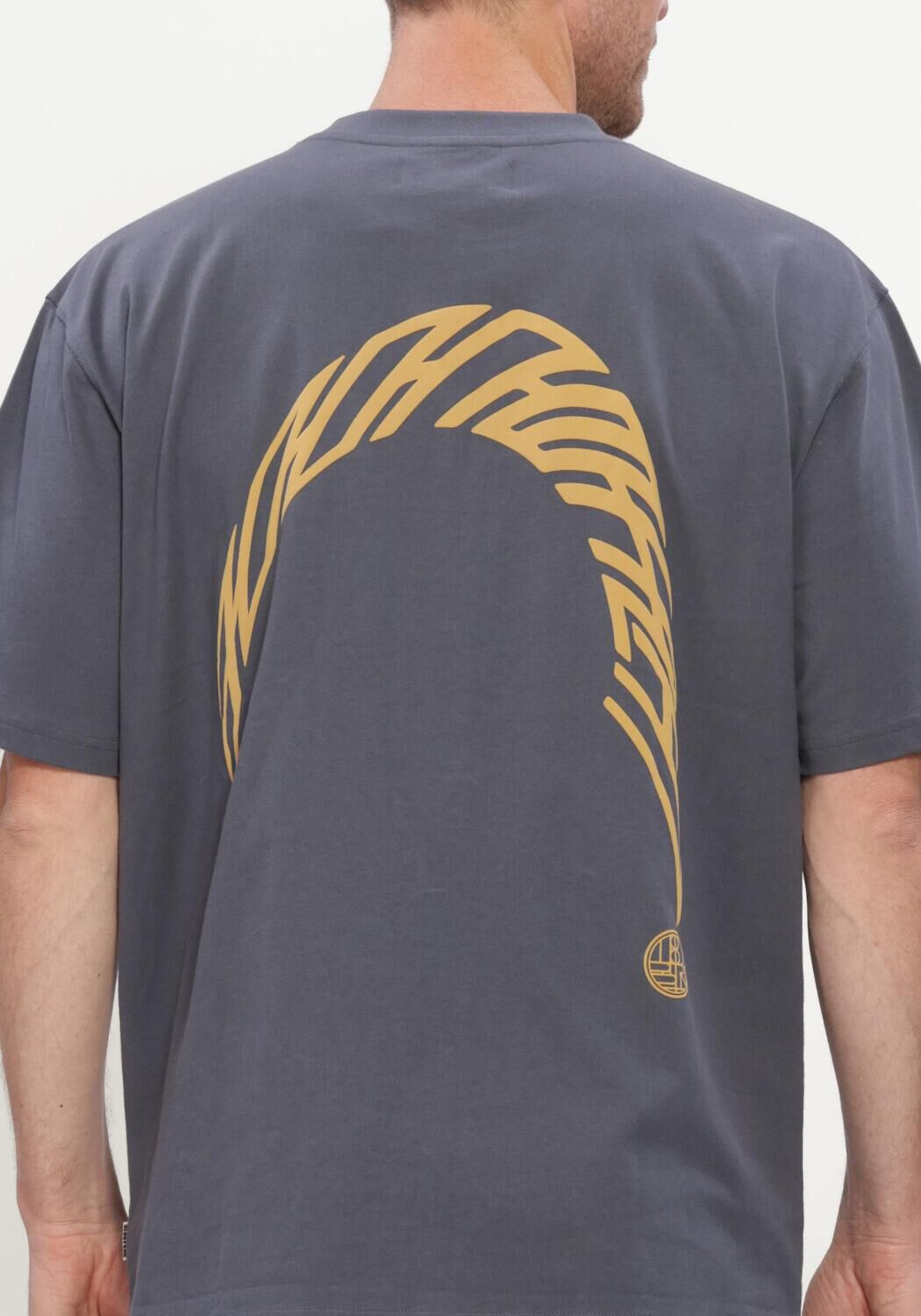 Donkergrijze WOODBIRD T-shirt WBBAINE WARP TEE - large