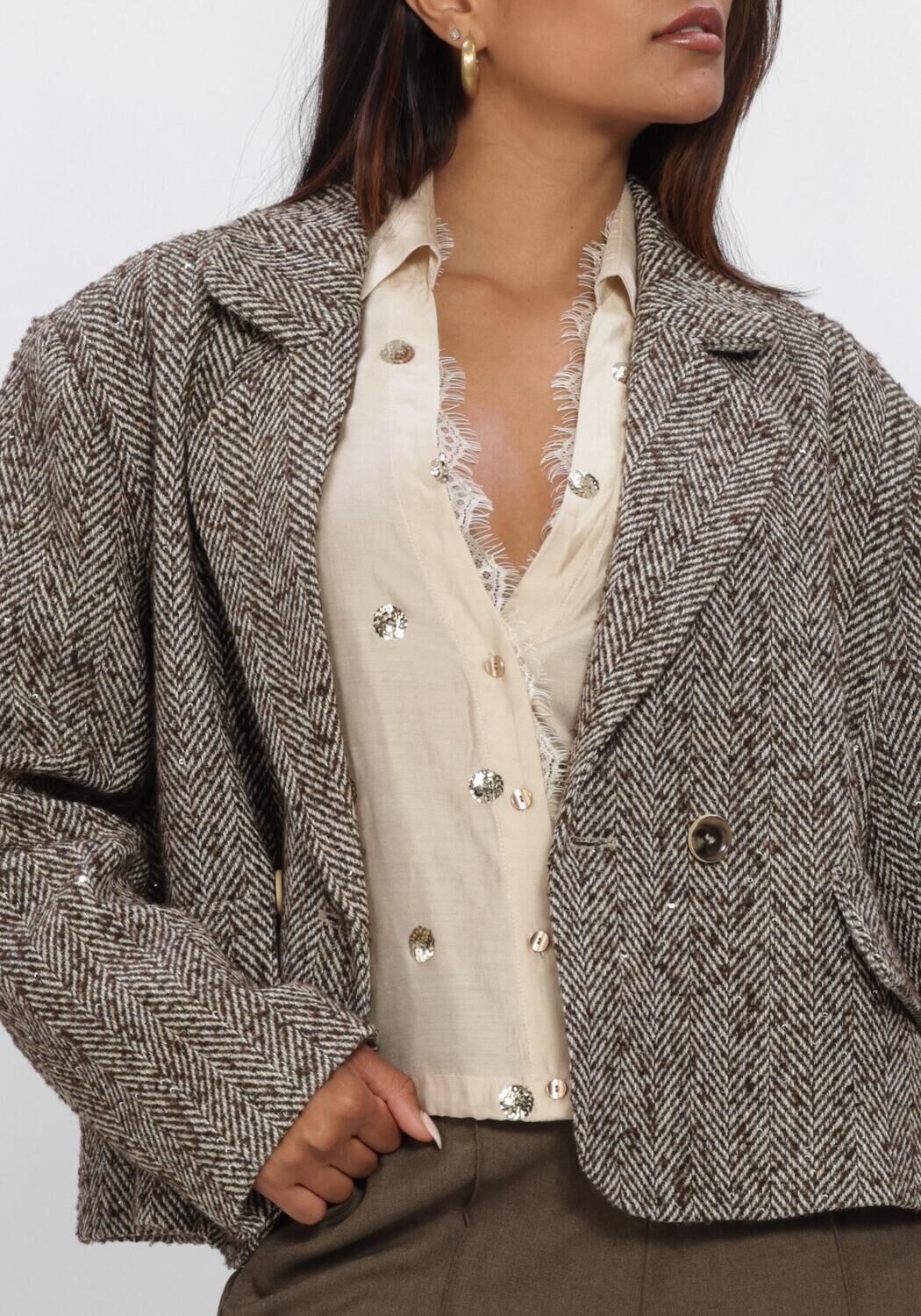Bruine NUKUS Jack DAPHNE JACKET HERRINGBONE - large
