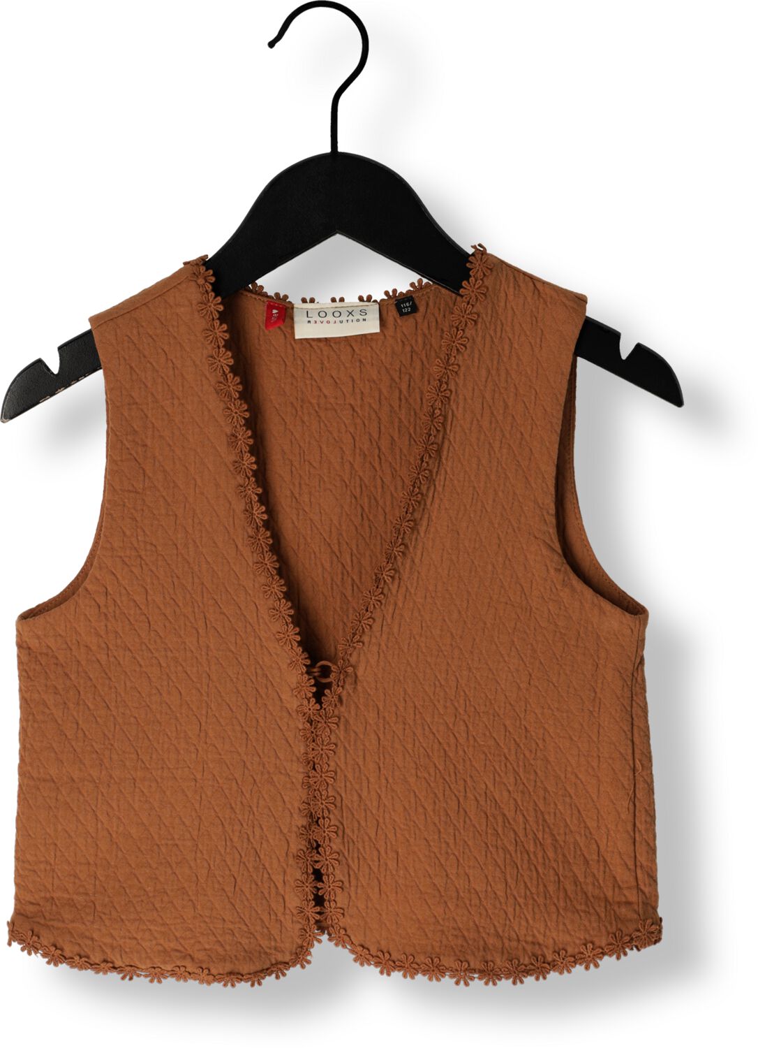 LOOXS little gilet met backprint bruin Meisjes Katoen V-hals Backprint 104 110