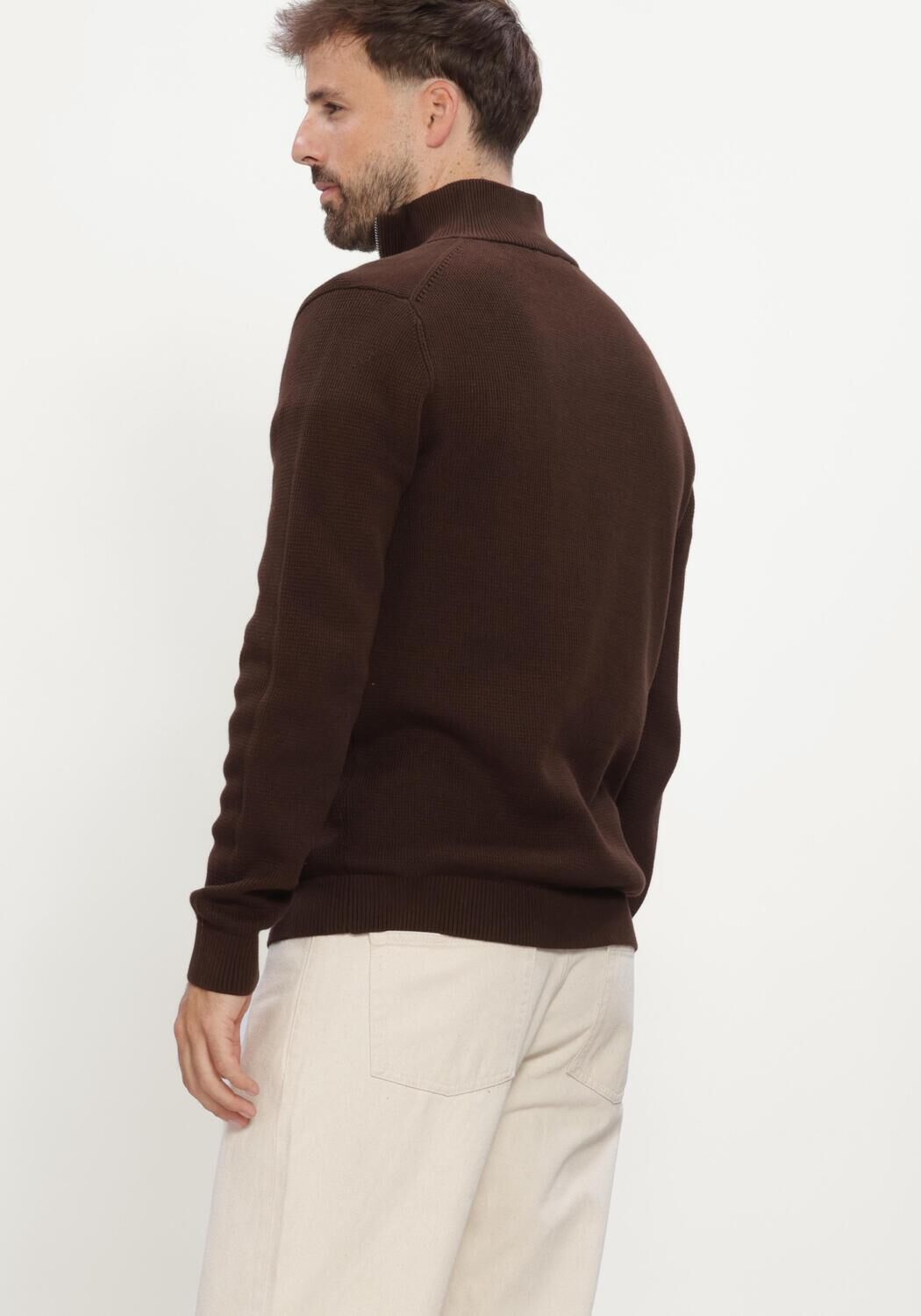 Blauwe SELECTED MEN Trui SLHDANE LS KNIT STRUCTURE HALF ZIP NOOS - large
