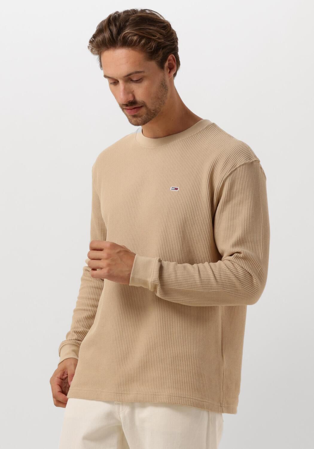 Tommy Jeans regular fit longsleeve met logo en textuur gentle gold