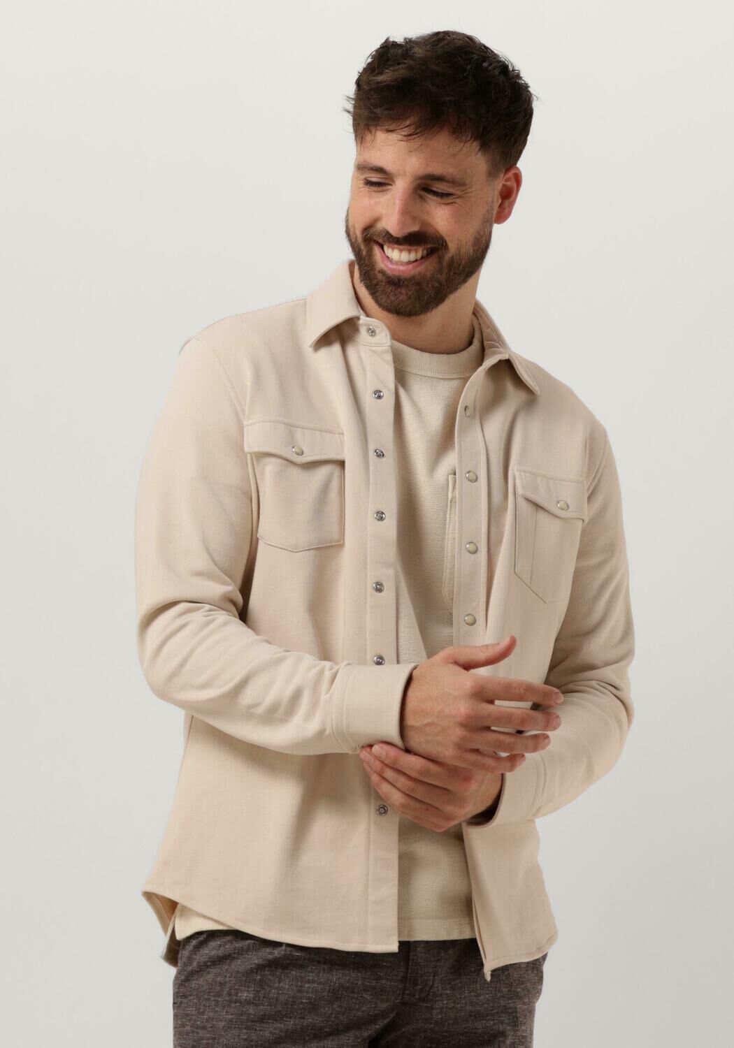 Profuomo Beige Overshirt met Drukknopen Beige Heren