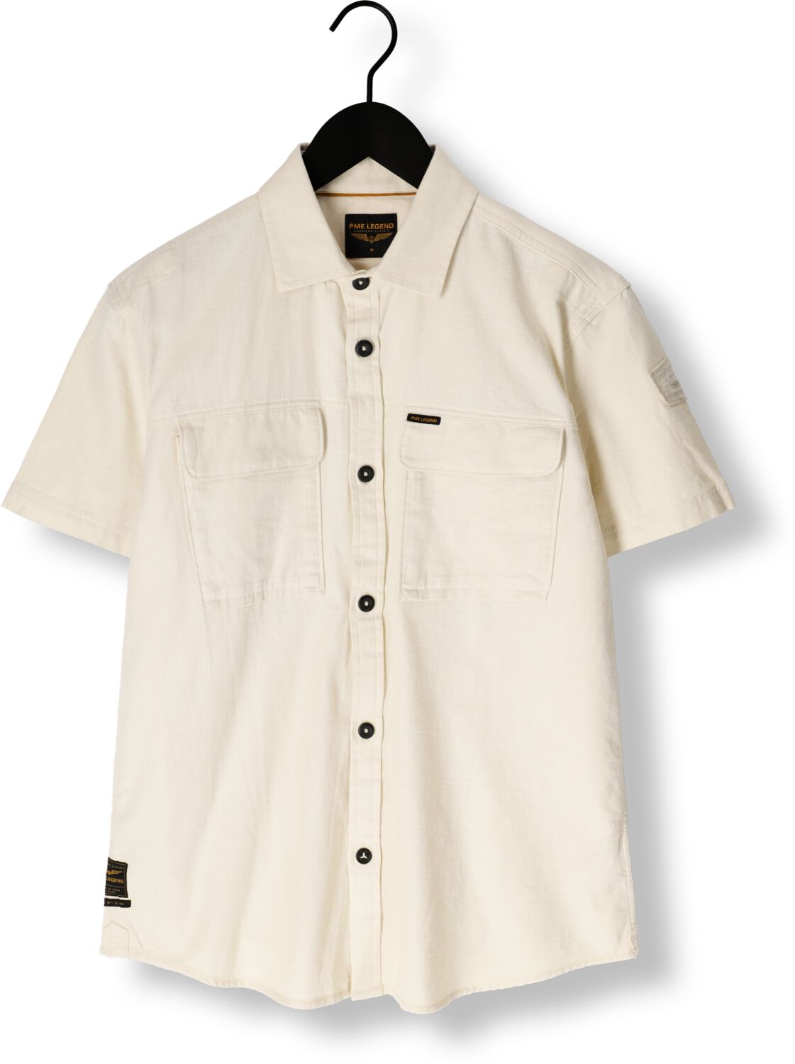 PME LEGEND Heren Overhemden Short Sleeve Shirt Slub Cotton Beige