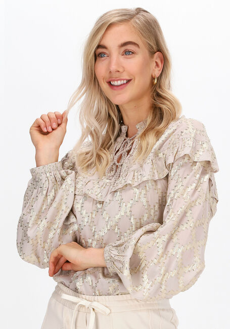 Beige SUMMUM Blouses TOP RUFFLE LUREX JACQUARD - large
