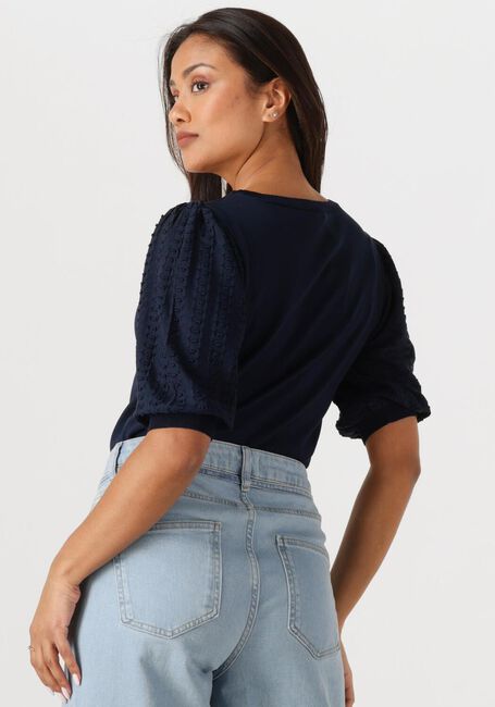 Blauwe JANSEN AMSTERDAM Top TANDA TOP K 136 SHORT PUFFED SLEEVE - large