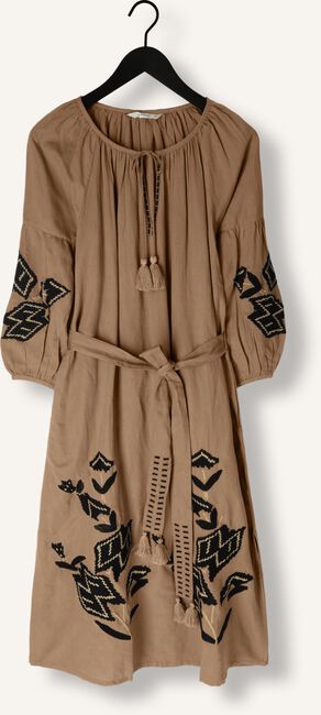 Bruine SUMMUM Midi jurk DRESS LINNEN HEAVY EMBROIDERY Bruine SUMMUM Midi jurk DRESS LINNEN HEAVY EMBROIDERY - large