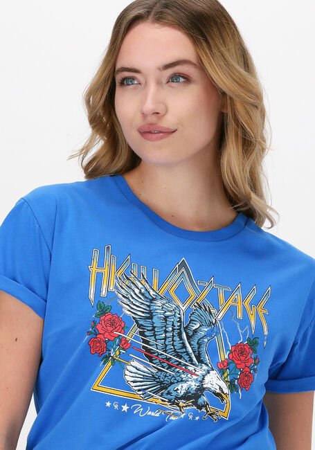 Blauwe COLOURFUL REBEL T-shirt HIGH VOLTAGE BOXY TEE - large