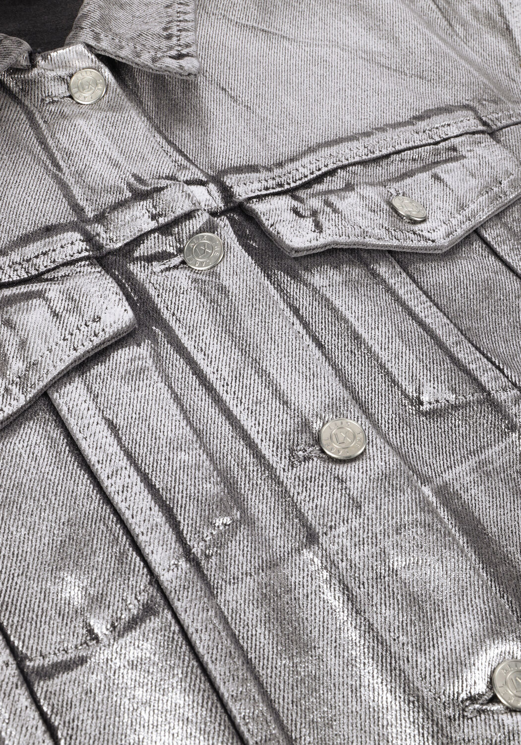Zilveren ALIX THE LABEL Jack LADIES WOVEN SILVER DENIM JACKET - large
